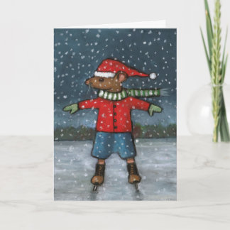 Tarjeta Ratón en patines: Nieve: ¡Feliz cumpleaños Super S