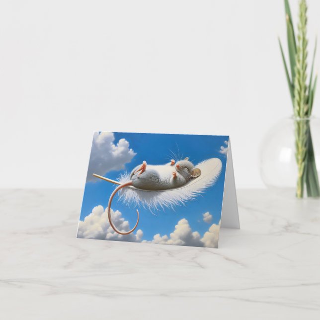 Tarjeta Ratón Flotando En Una Pluma (Anverso)