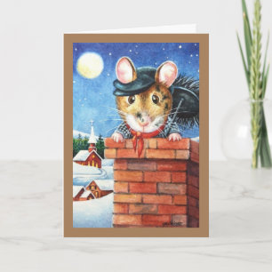 Tarjeta Ratón Limpiador de Chimeneas de Dickens en Navidad