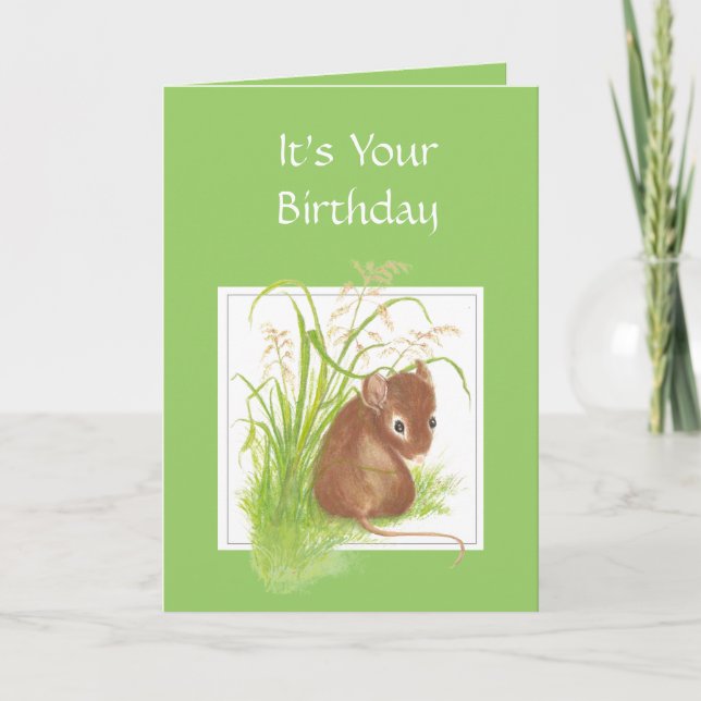 Tarjeta Ratón lindo, amigo de cumpleaños (Anverso)