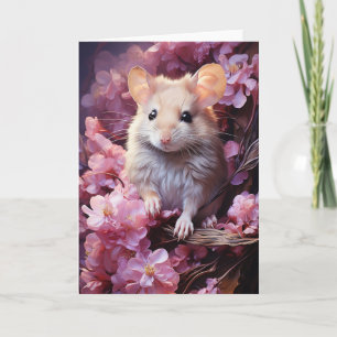 Tarjeta Ratón Lindo en las Flores para Todas las Ocasiones