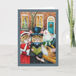 Tarjeta Ratones cantando villancicos de Dickens Arte acuar