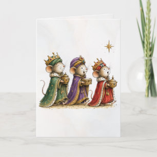 Tarjeta Ratones caprichosos como los Tres Reyes Magos salu