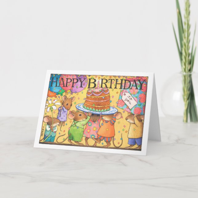 Tarjeta Ratones de fiesta de cumpleaños (Anverso)
