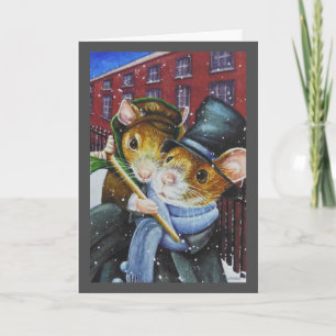 Tarjeta Ratones de la Canción de Navidad de Dickens Arte d
