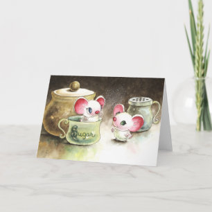 Tarjeta Ratones jugando con azúcar