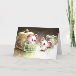 Tarjeta Ratones jugando con azúcar