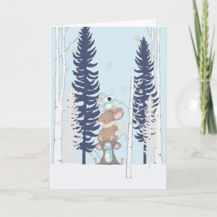Tarjeta Ratones Lindos en la Navidad de la Nieve