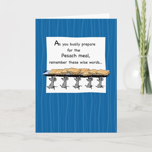 Tarjeta Ratones Matzoh de Pascua, cómicos (Anverso)