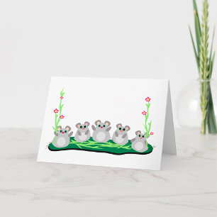 Tarjeta Ratones Personalizados en hierba con flores