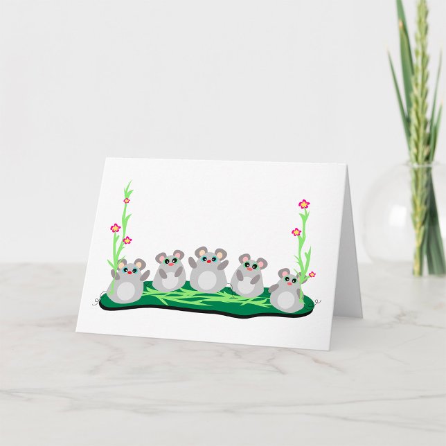 Tarjeta Ratones Personalizados en hierba con flores (Subido por el creador)