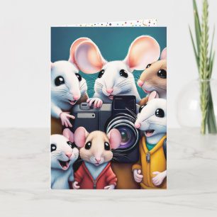 Tarjeta Ratones Posando Con Una Cámara Para El Cumpleaños