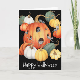 Tarjeta Ratones y calabazas caprichosos Halloween