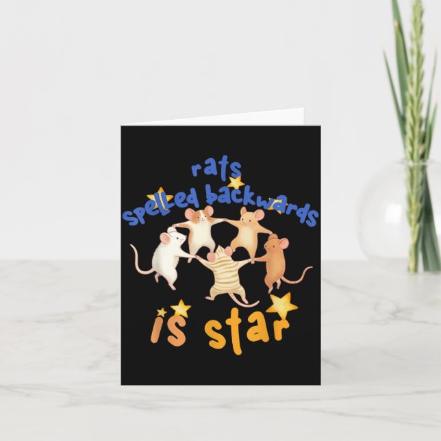 Tarjeta Rats Spelled Backwards Is Star Funny Rat Meme Rat  (Anverso)