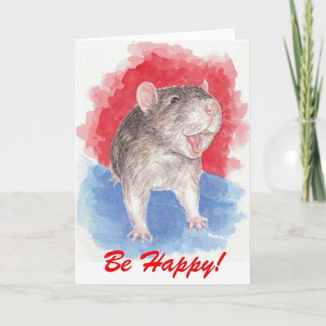 Tarjeta ¡Rattie dice 'Sé feliz'! (Anverso)