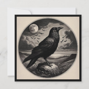 Tarjeta Raven con la luna y el mar