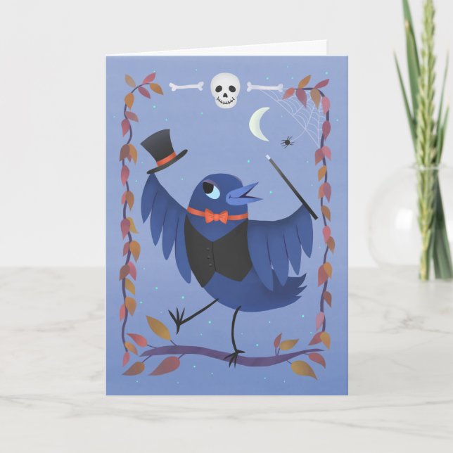 Tarjeta Raven Crow Halloween Cumpleaños (Anverso)