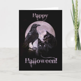 Tarjeta Raven gótico Guay y Halloween Gato Negro