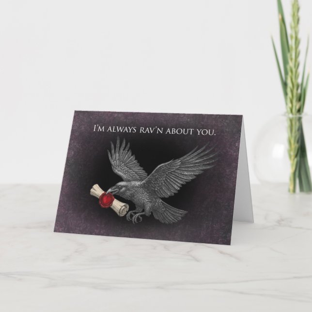 Tarjeta Raven Love Messenger Gothic Dark Valentine Love  (Anverso)