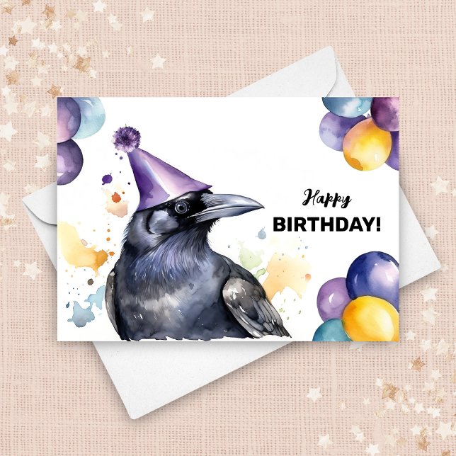 Tarjeta Raven negro con globos y cumpleaños de Gorra Fiest (Subido por el creador)