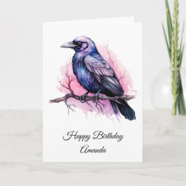 Tarjeta Raven negro en un cumpleaños de Ilustracion de suc