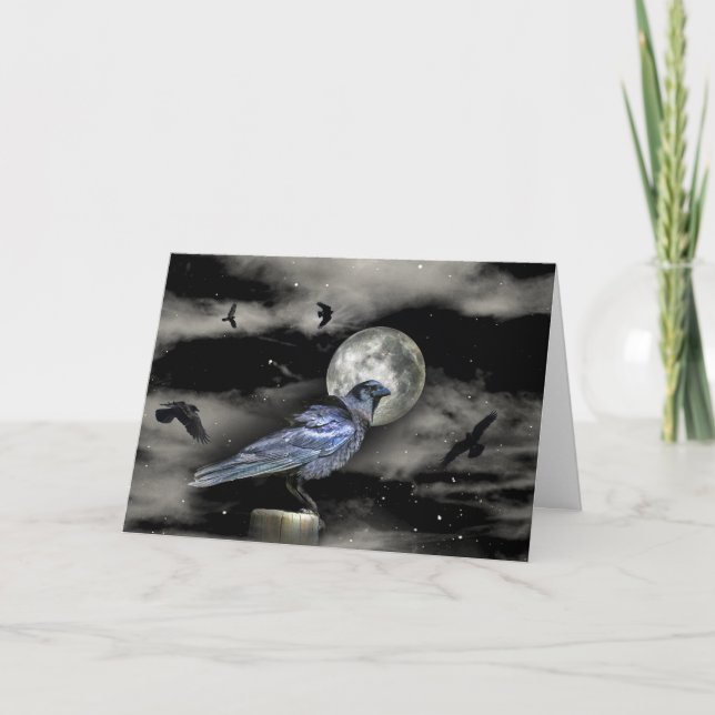 Tarjeta Raven o cosecha bendiciones de solsticio de invier (Anverso)