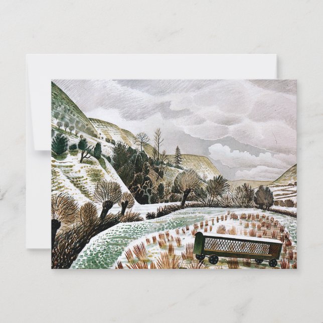Tarjeta Ravilious - Nieve de Año Nuevo, (Anverso)