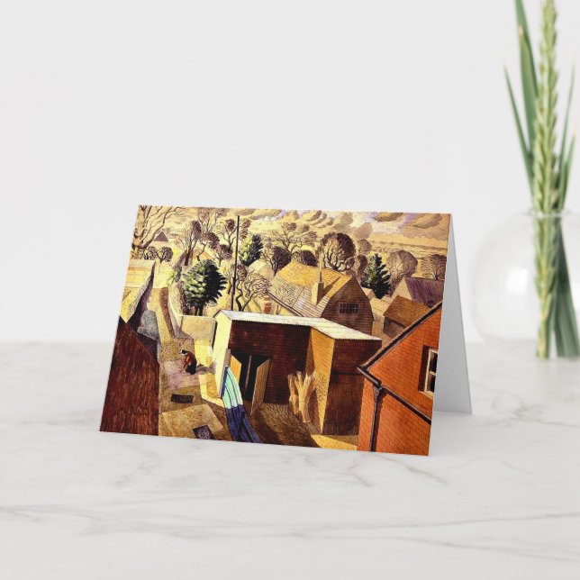 Tarjeta Ravilious - Vista desde la Casa de Brick Great Bar (Anverso)