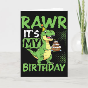 Tarjeta Rawr Es Mi Cumpleaños Divertida Fiesta T-rex 