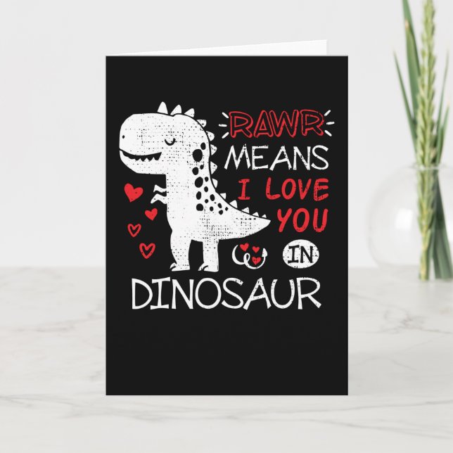 Tarjeta Rawr Significa Que Te Amo En Dinosaurio T-Rex Dive (Anverso)