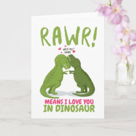 Tarjeta Rawr significa que te amo en dinosaurio Valentine
