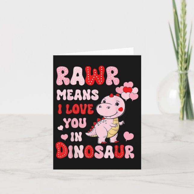 Tarjeta Rawr Significa Que Te Amo En San Valentín Corazón  (Anverso)