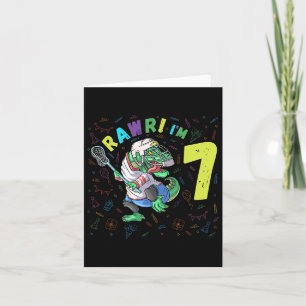 Tarjeta Rawr Tengo 7 Dinosaur T-rex Niño de 7 años Cumplea