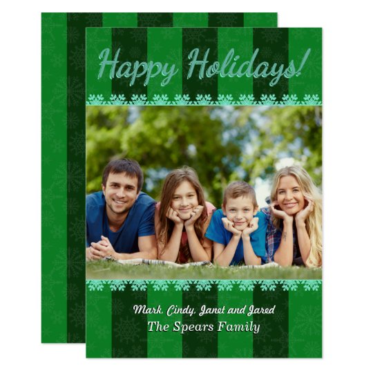 Tarjeta rayada de la foto del navidad del fondo de invitación 12,7 x 17,8 cm