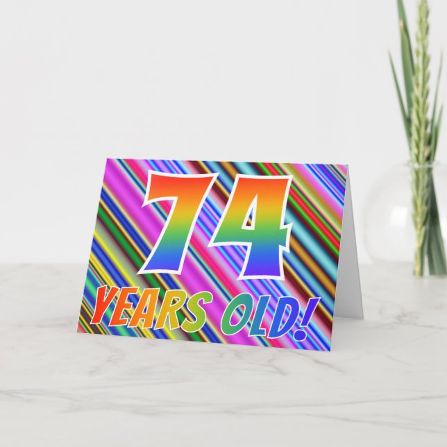 Tarjeta Rayas coloridas + ¡Modelo del arco iris "74 años! (Anverso)
