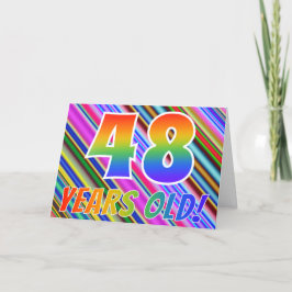 Tarjeta Rayas coloridas + Patrón Arcoiris "48 años de edad