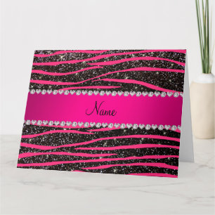 Tarjeta Rayas de cebra rosadas calientes rayas negras purp