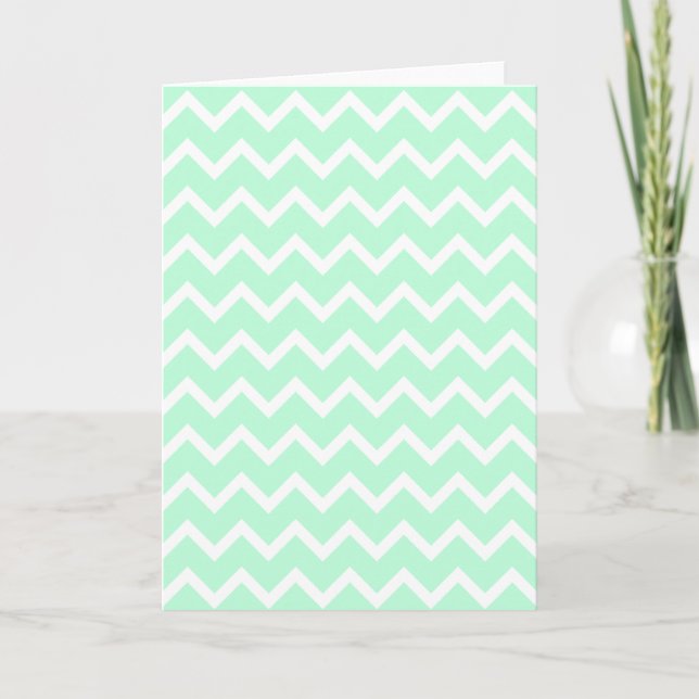 Tarjeta Rayas de Chevron del zigzag de la verde menta (Anverso)