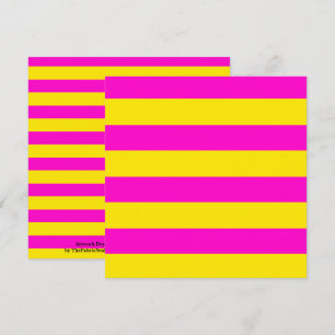 Tarjeta Rayas De Color Rosa Y Amarillo Canario Caliente