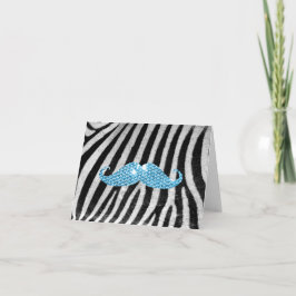 Tarjeta Rayas de la cebra y bigote azul de Bling