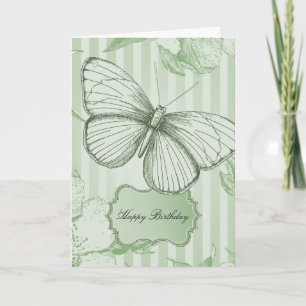 Tarjeta Rayas de menta Mariposa Cumpleaños