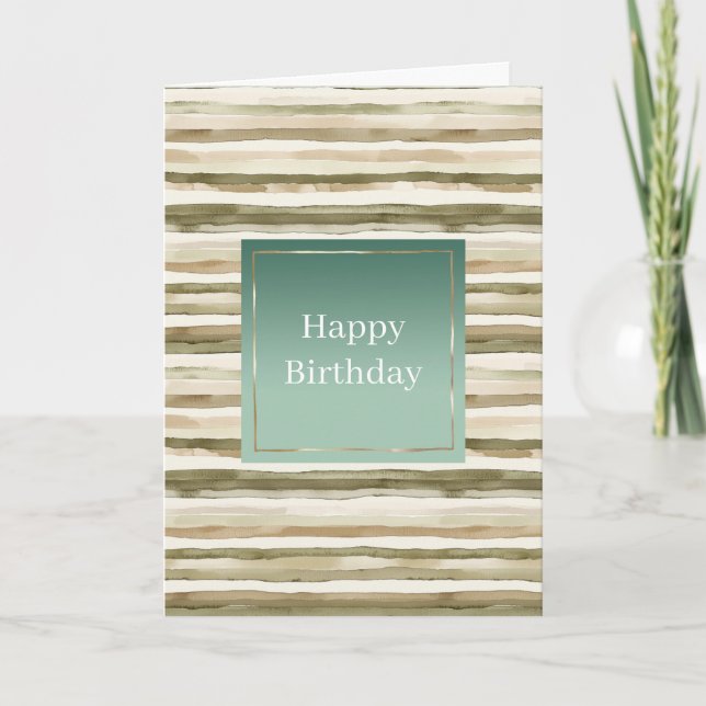 Tarjeta Rayas doradas crema verdes (Anverso)