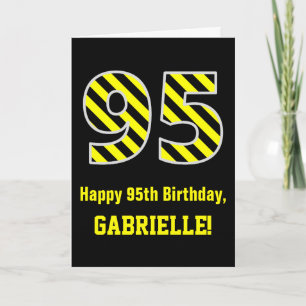 Tarjeta Rayas negras y amarillas "95"; Cumpleaños 95 + Nom