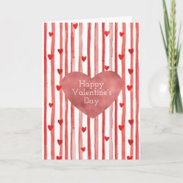 Tarjeta Rayas Rojas & Corazones Día de San Valentín