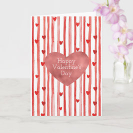 Tarjeta Rayas Rojas & Corazones Día de San Valentín