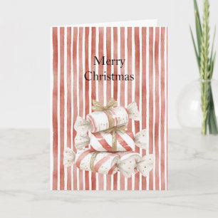 Tarjeta Rayas Rojas de Menta Navideñas