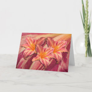 Tarjeta Rayas rosadas del Daylily '