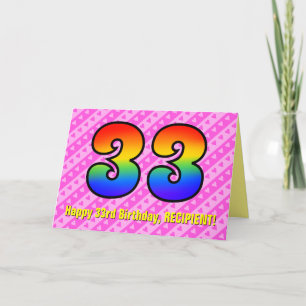 Tarjeta Rayas rosas divertidas, corazones, arcoiris # 33 c