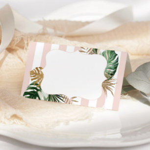 Tarjeta Rayas rosas moda tropical de plm playa boda