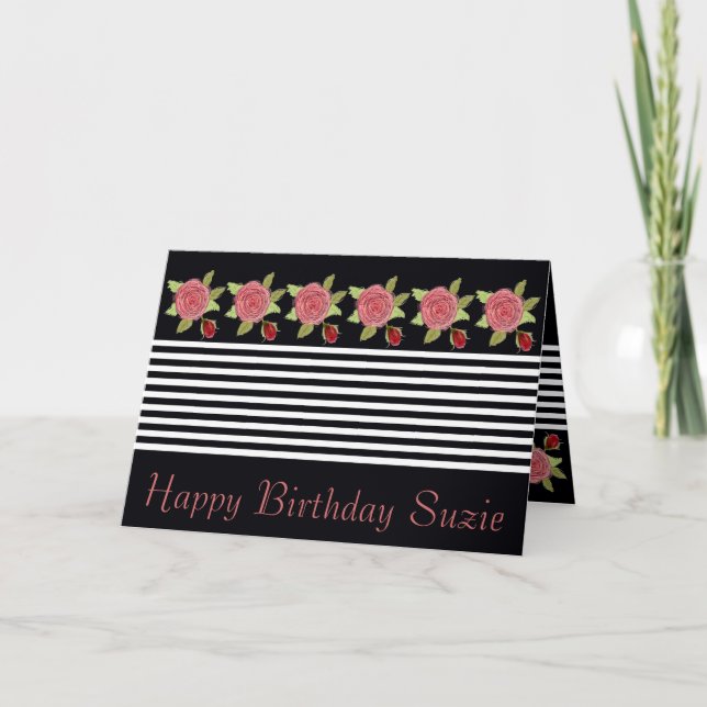 Tarjeta Rayo Blanco Negro Y Rosa Rosa Rosa (Anverso)